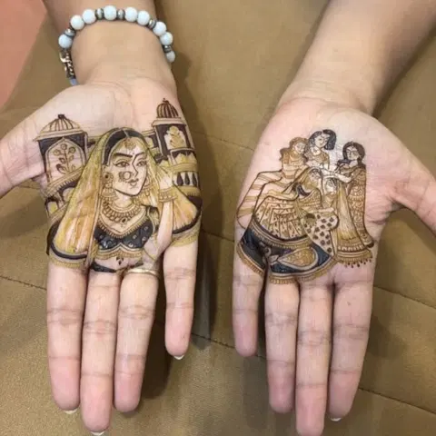 bridal figure back hand mehndi design