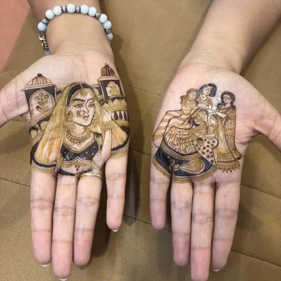 Bridal Back Hand Mehndi Design with Figures (14)