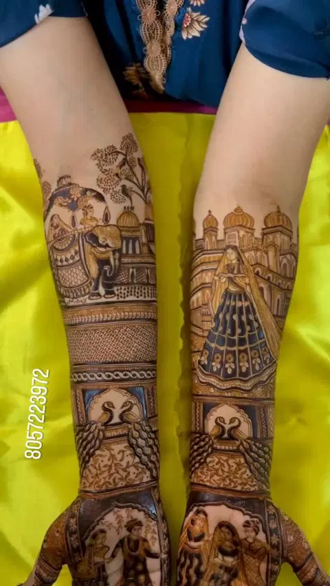 figure full hand mehndi design