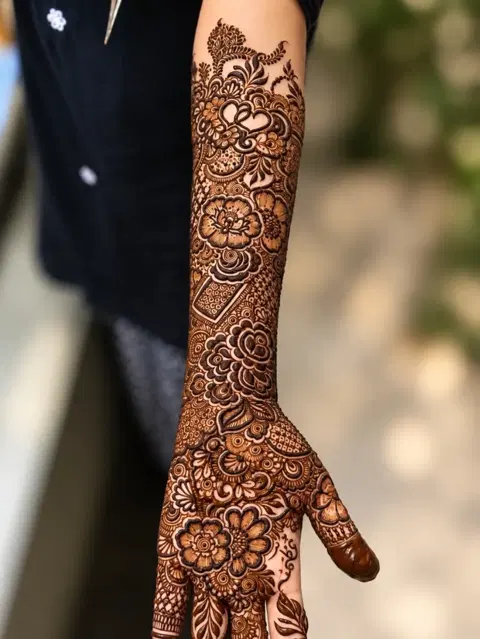 bridal full hand mehndi design