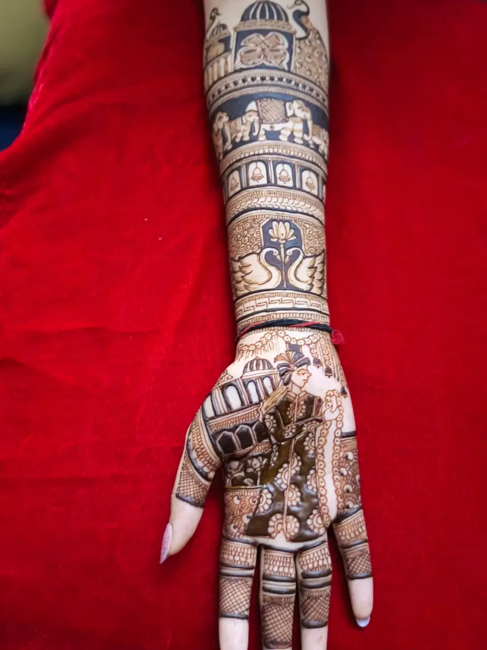 Bridal Full Hand Mehndi Design with Deity (2)