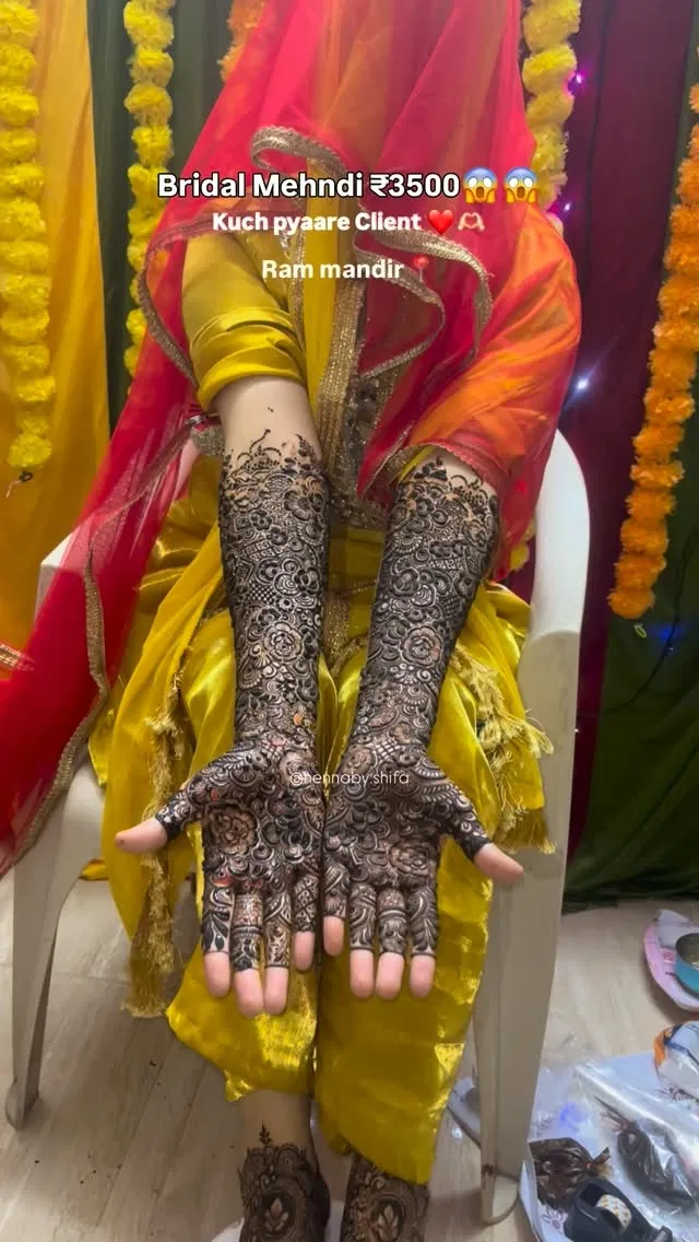 Aesthetic Front Hand Mehndi Design with Figures