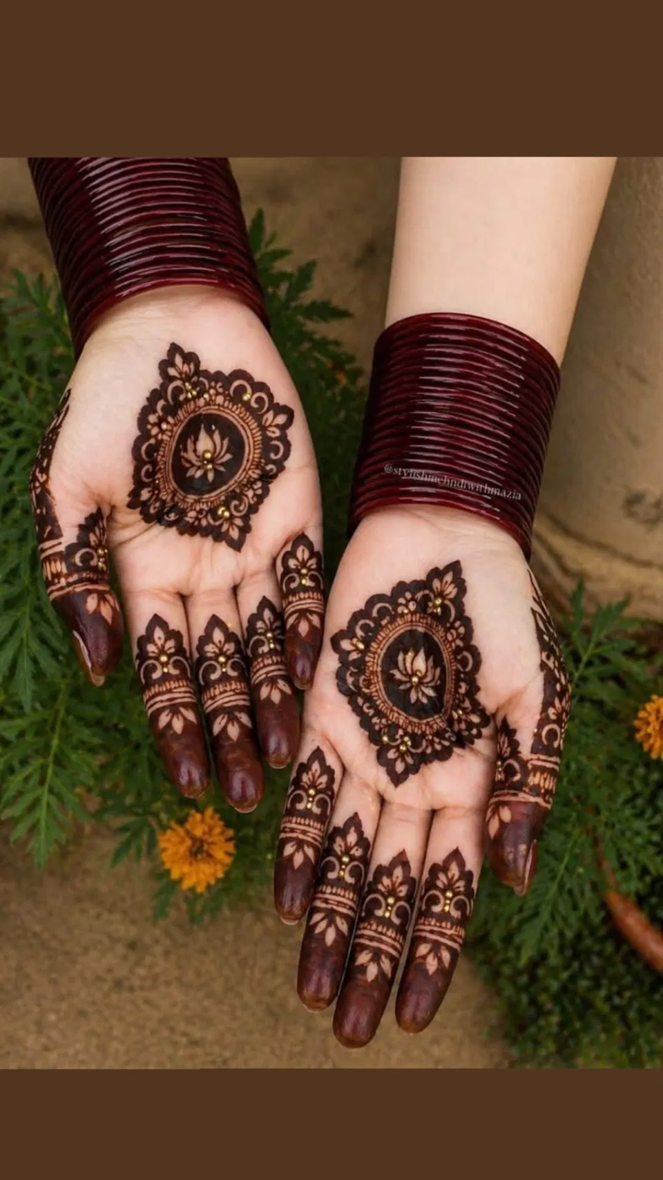 Pakistani Stylish Back Hand Mehndi Design with Gol Tikki, Flowers and Jaal