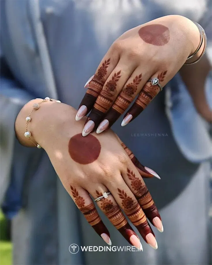 Minimal Simple Back Hand Mehndi Design with Gol Tikki and Jaal