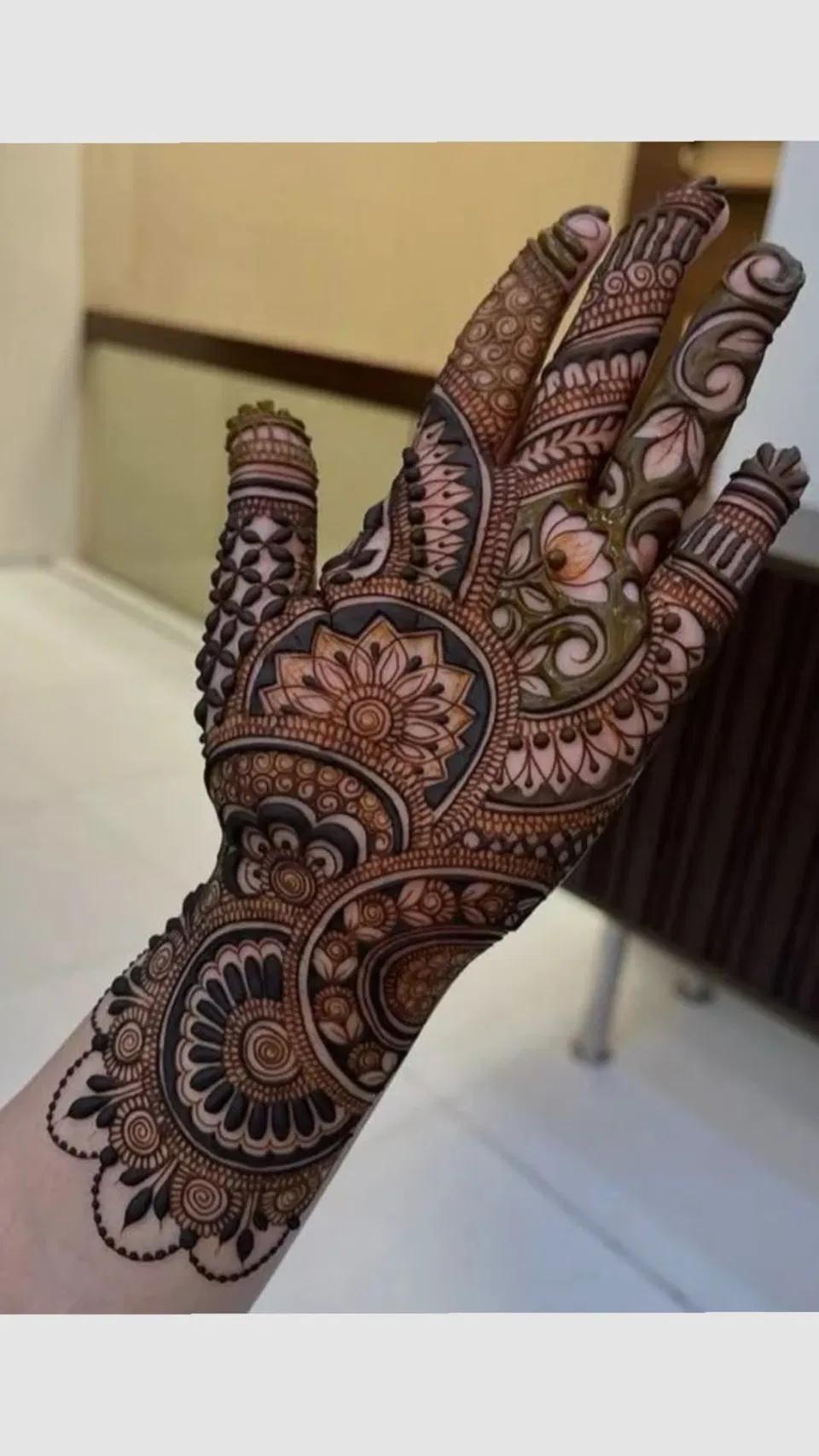 Bridal Indian Full Hand Mehndi Design with Flowers
