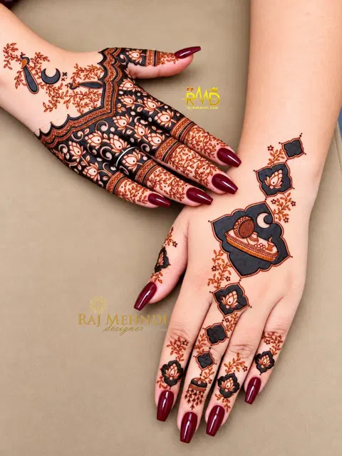 arabic heart full hand mehndi design