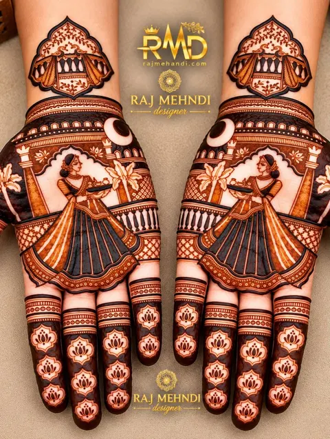 figure full hand mehndi design