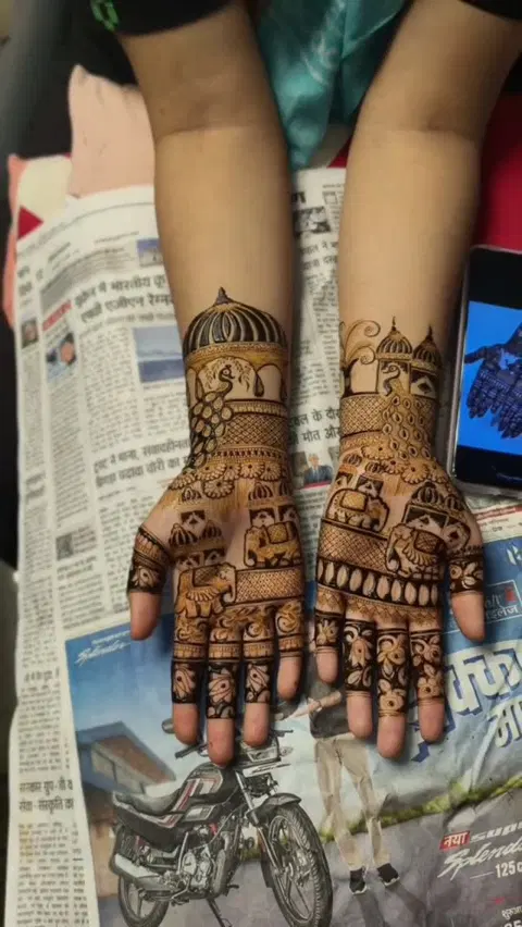 bridal figure front hand mehndi design
