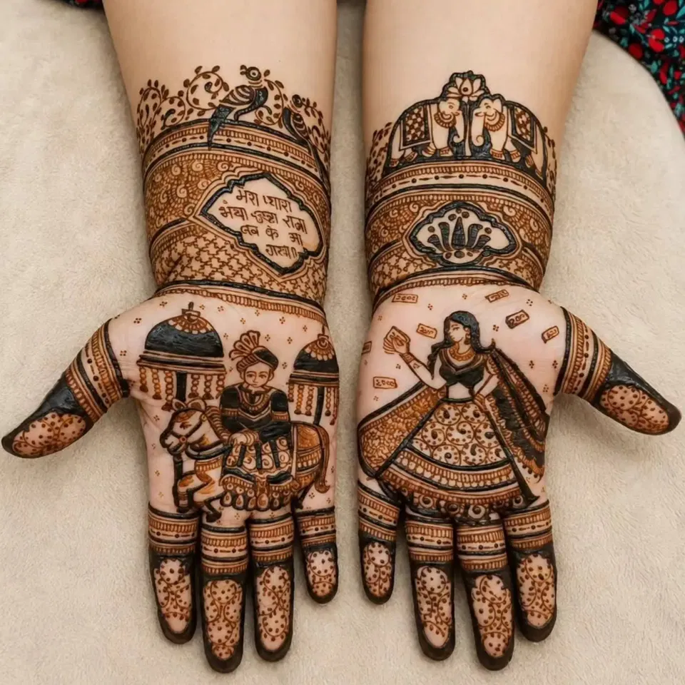 Full Hand Mehndi Design with Figures