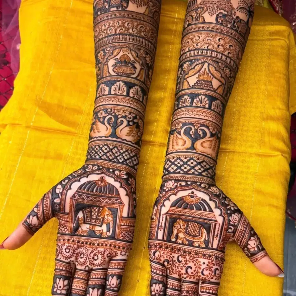 Bridal Full Hand Mehndi Design with Figures (4)