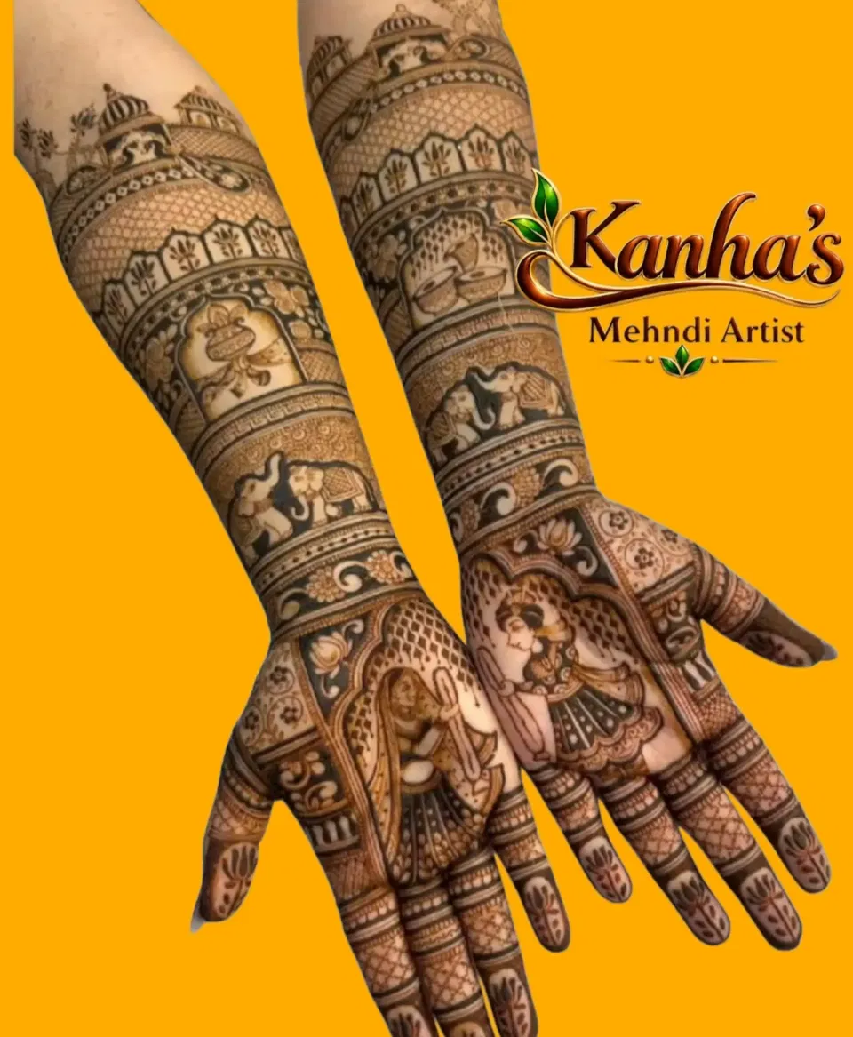 Front Hand Mehndi Design with Figures