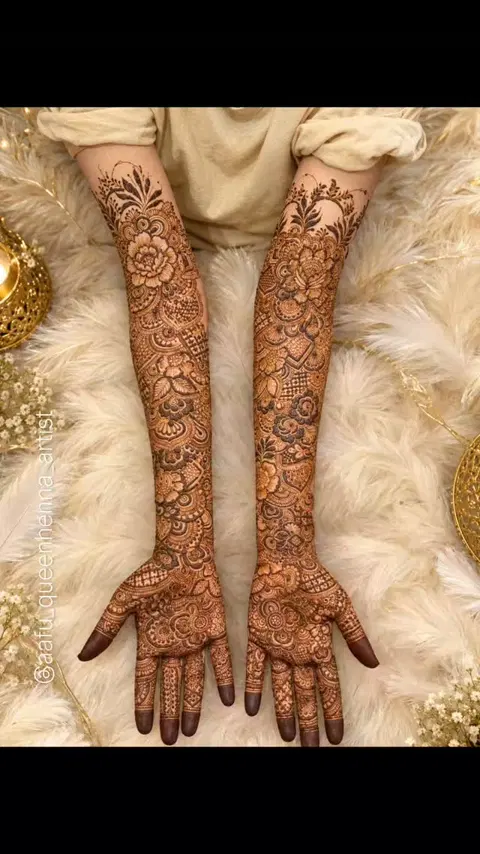 aesthetic bridal full hand mehndi design