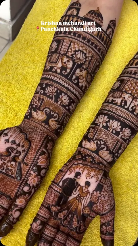 figure full hand mehndi design