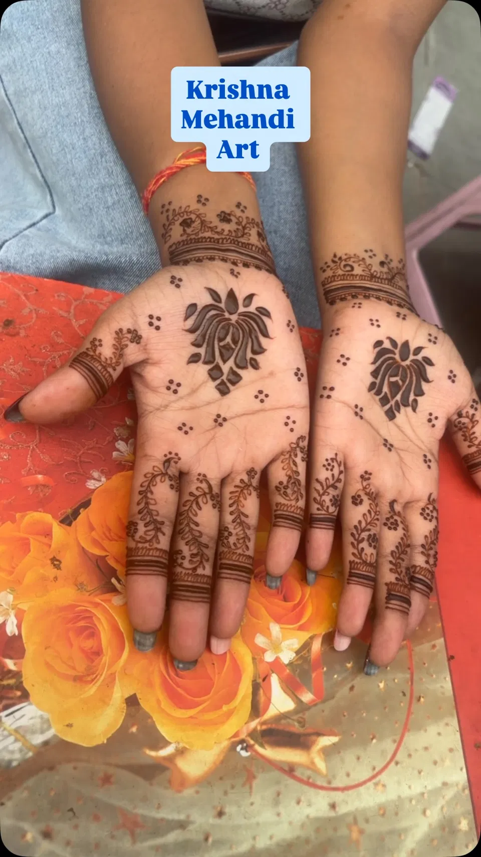 Simple Mehndi Design with Lotus
