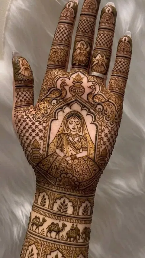 arabic bridal figure front hand mehndi design