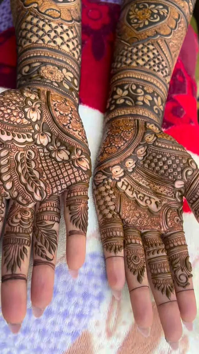 Back Hand Mehndi Design with Figures