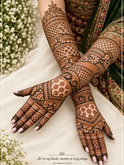 bridal full hand mehndi design