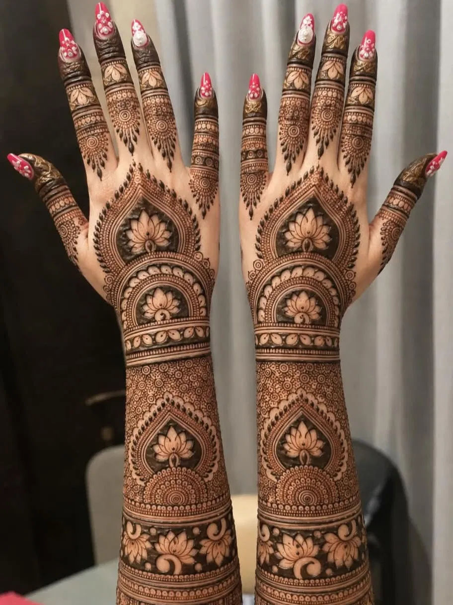Bridal Full Hand Mehndi Design with Jaal