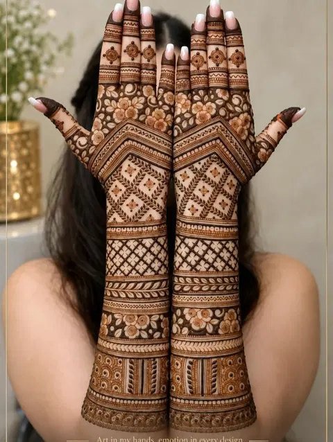 bridal front hand mehndi design