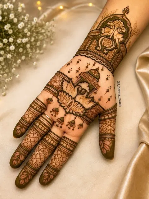 arabic peacock mehndi design
