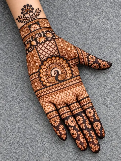 bridal full hand mehndi design
