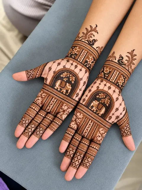 figure full hand mehndi design