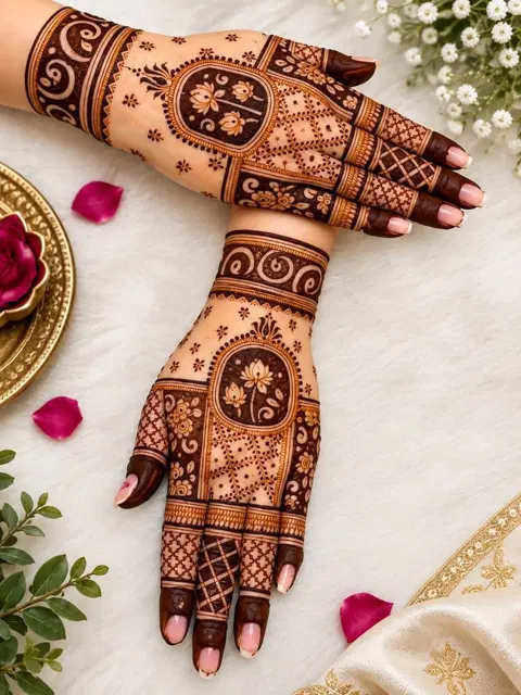 bridal back hand mehndi design