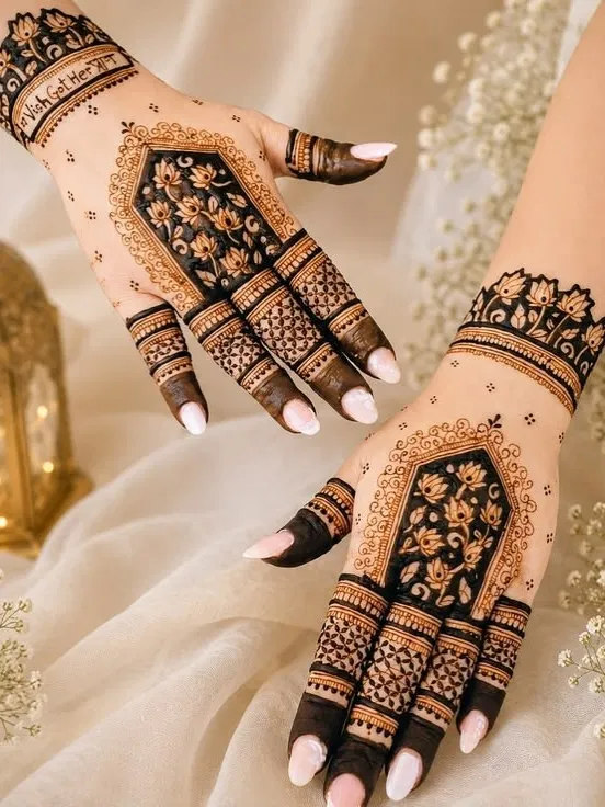 Front Hand Mehndi Design with Jaal