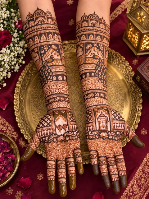 bridal figure front hand mehndi design