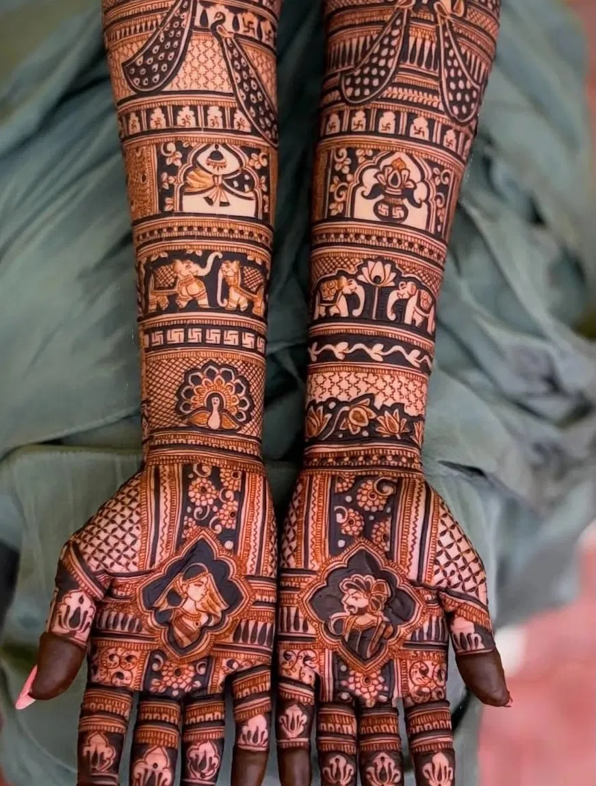 Bridal Front Hand Mehndi Design with Figures (35)