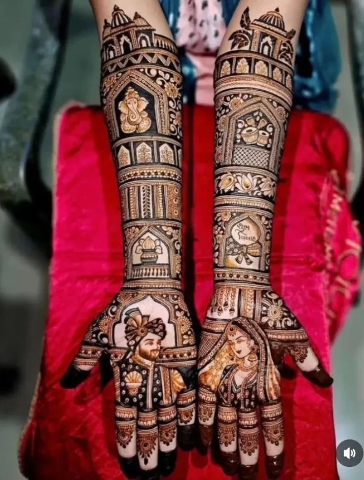 Front Hand Mehndi Design with Figures