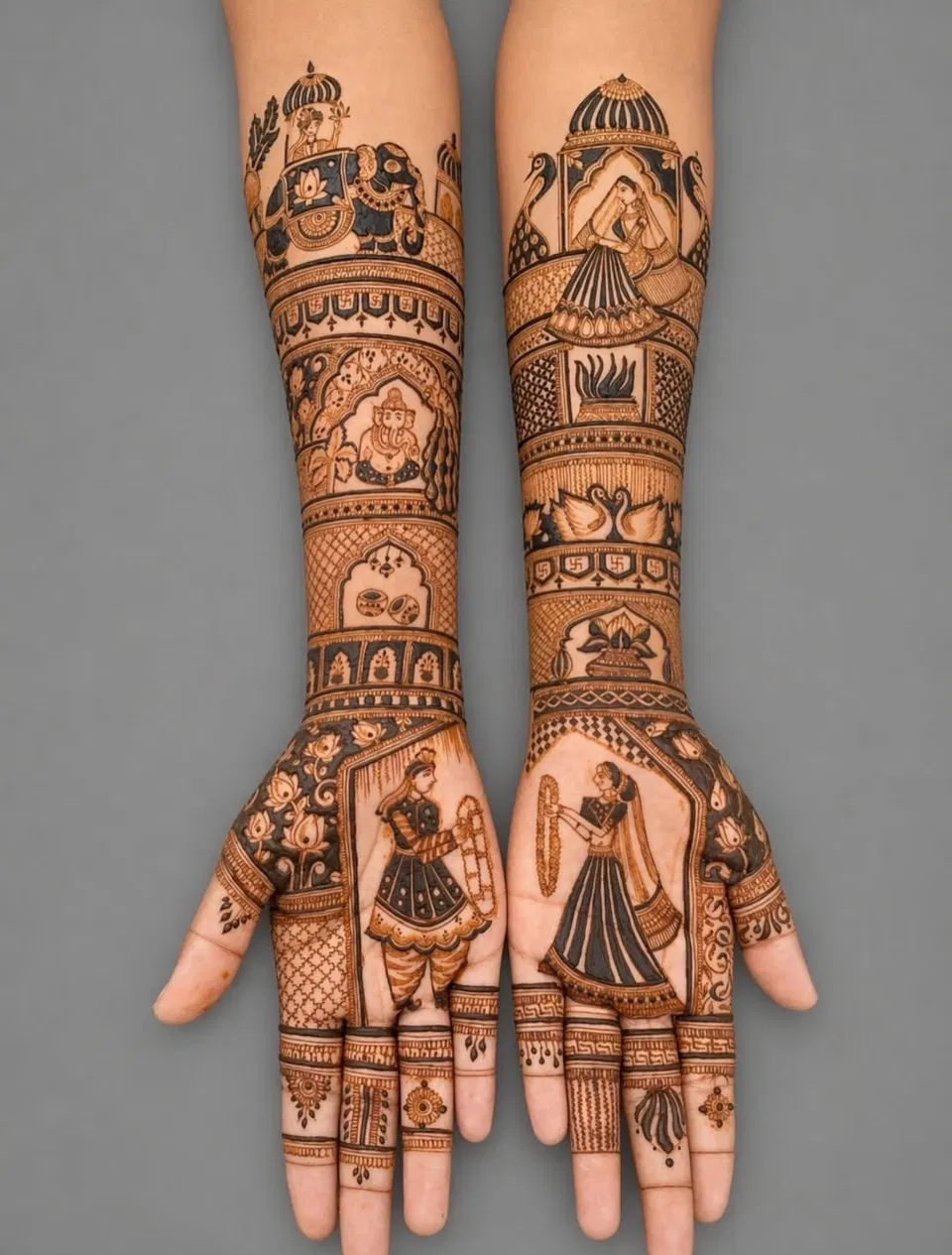 Full Hand Mehndi Design with Figures