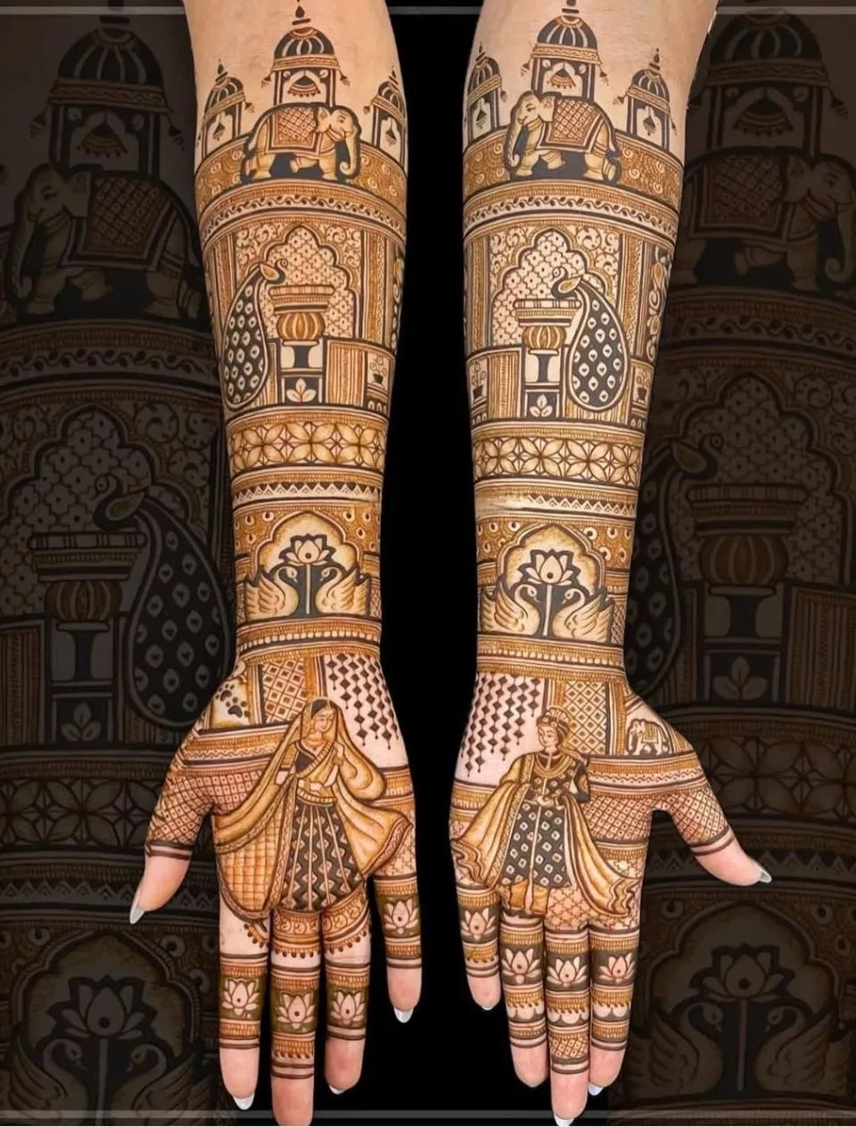 Front Hand Mehndi Design with Figures (5)