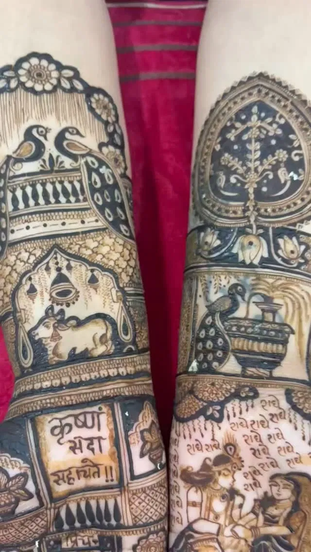 Bridal Full Hand Mehndi Design with Figures and Peacock (13)