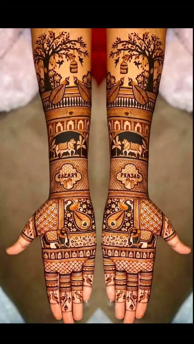 Front Hand Mehndi Design with Figures