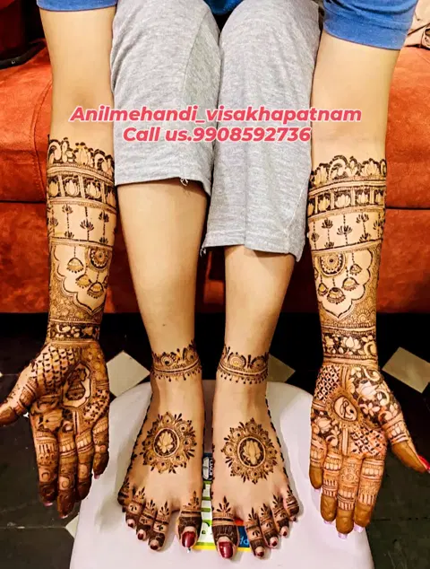 bridal circle foot mehndi design