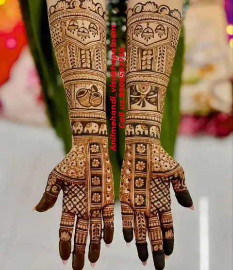 bridal stylish figure front hand mehndi design