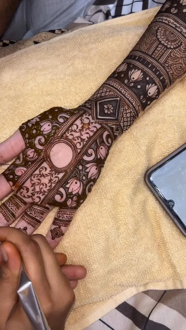 Back Hand Mehndi Design with Moon
