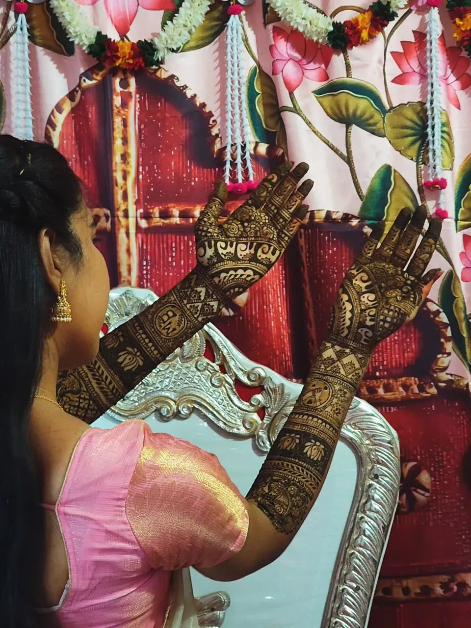 Bridal Full Hand Mehndi Design with Figures, Lotus and Peacock (2)