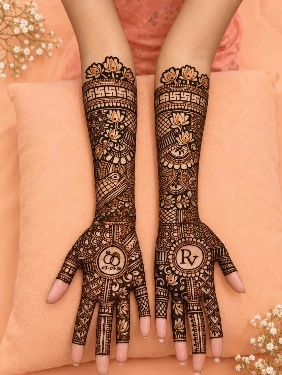 Front Hand Mehndi Design with Figures