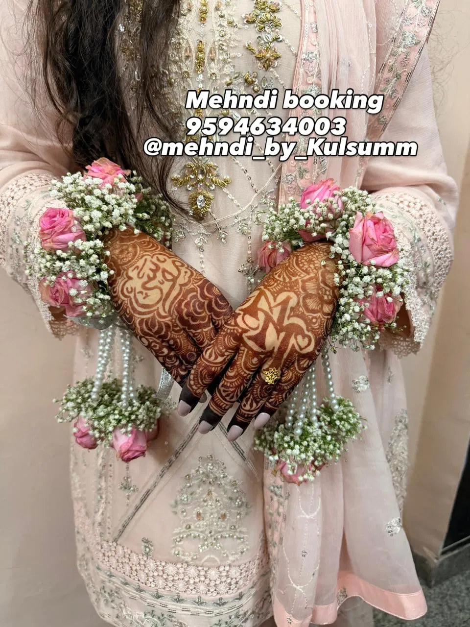 Back Hand Mehndi Design with Hearts