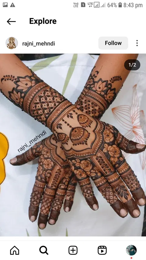 bridal indian figure back hand mehndi design