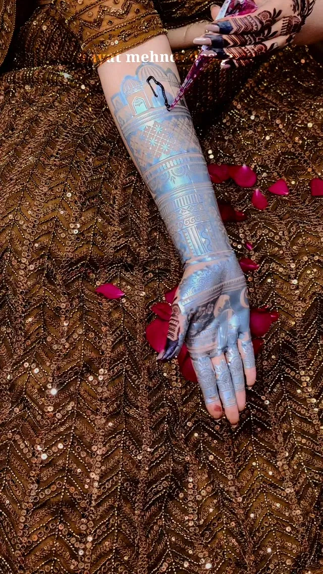 Back Hand Mehndi Design with Hearts