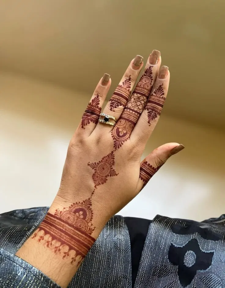 Aesthetic Bridal Back Hand Mehndi Design (3)