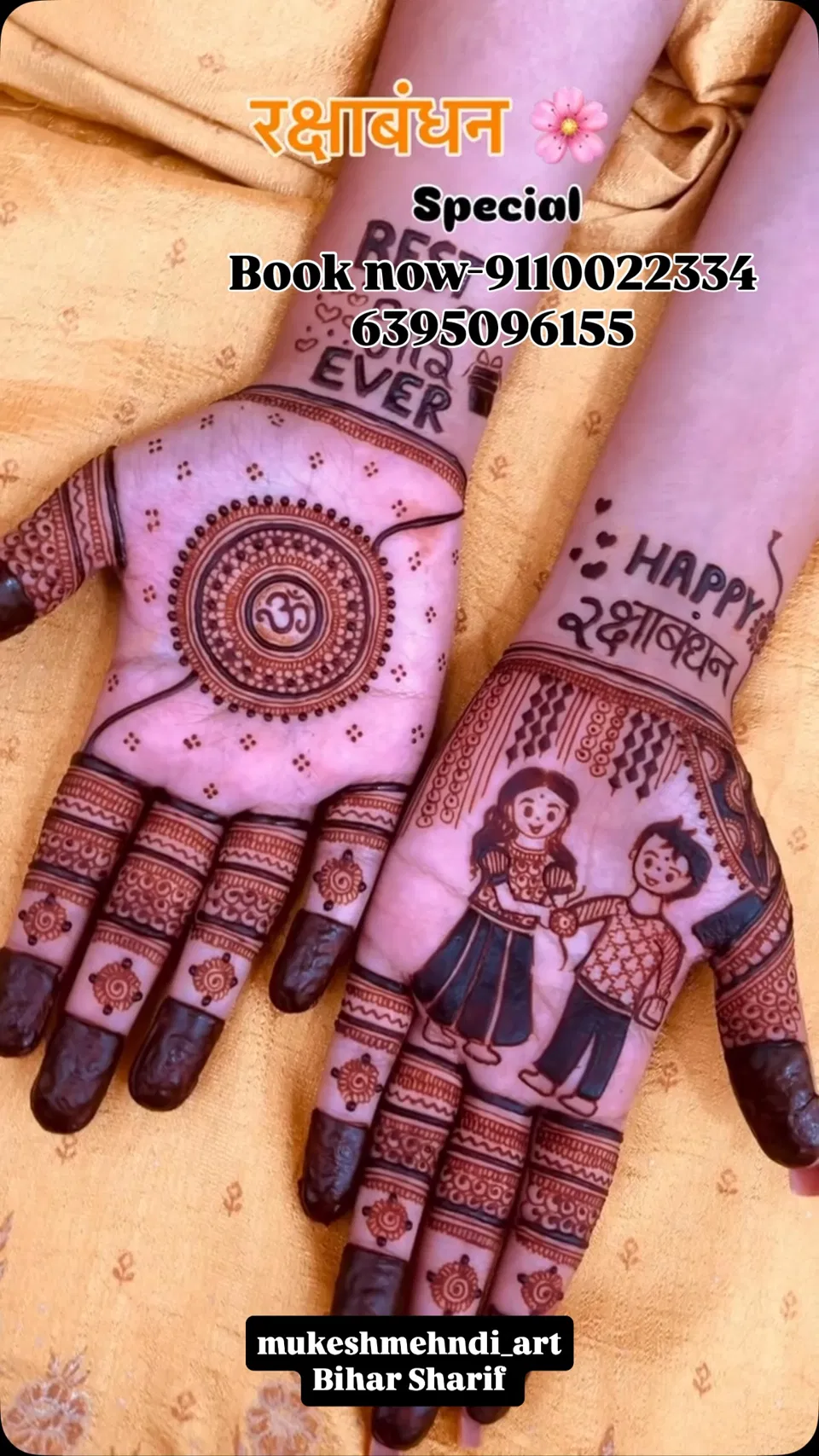 Front Hand Mehndi Design with Figures