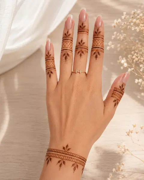aesthetic minimal jaal back hand mehndi design
