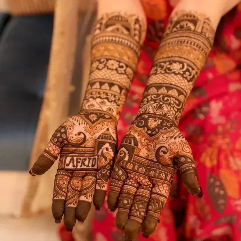 bridal flower front hand mehndi design
