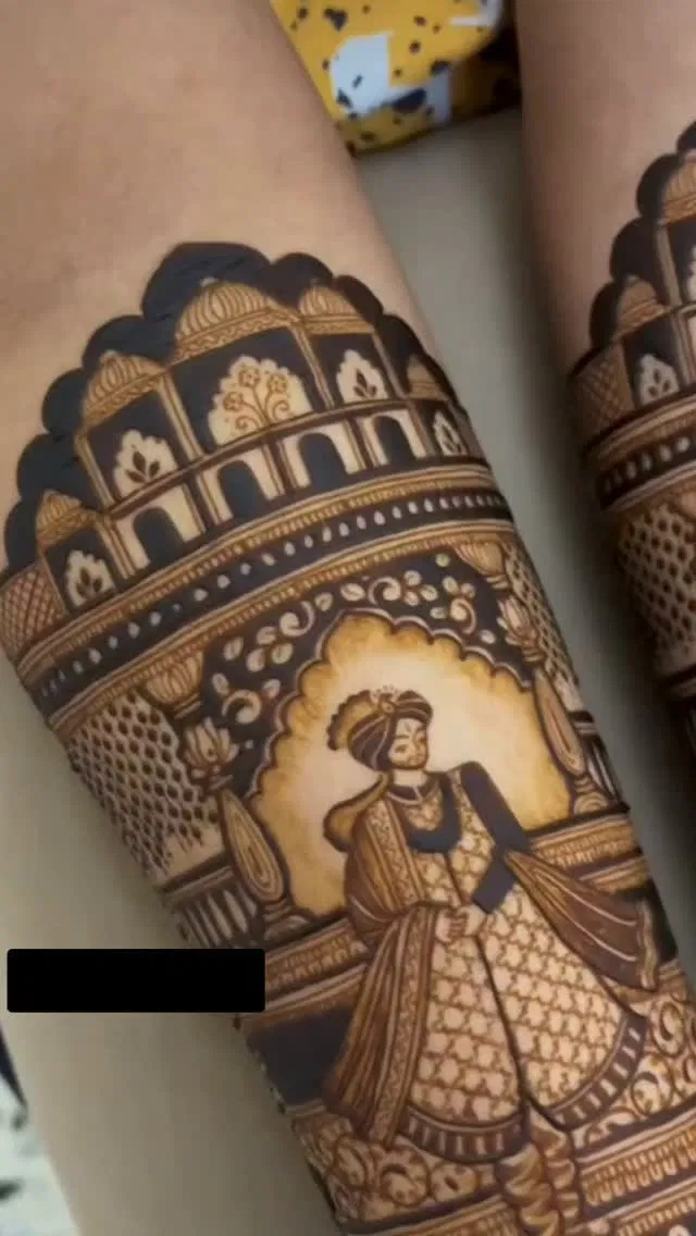 Bridal Full Hand Mehndi Design with Figures