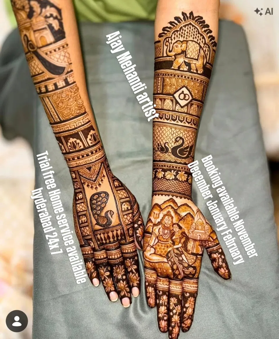 Full Hand Mehndi Design with Figures (2)