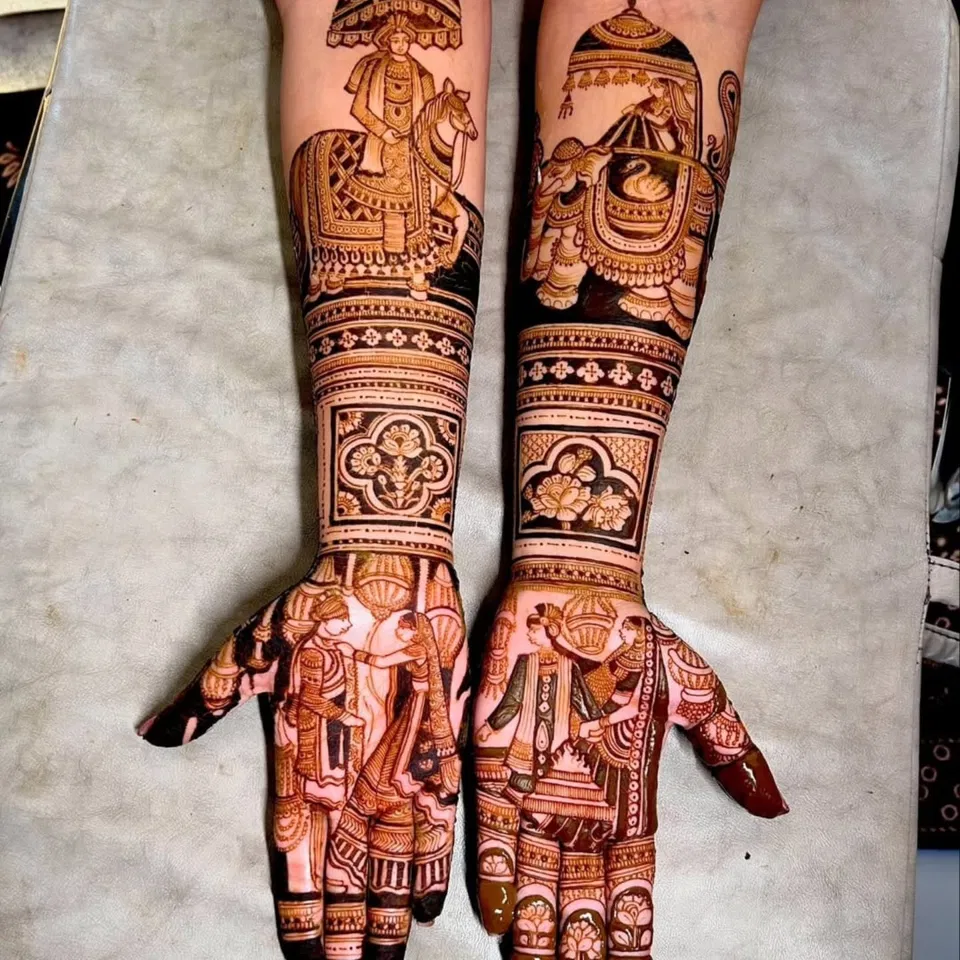 Full Hand Mehndi Design with Figures